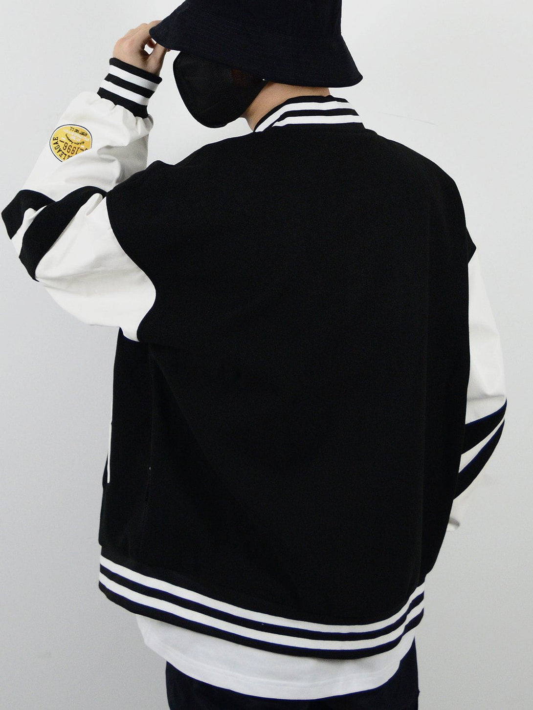 Levefly - Patchwork Stripe Varsity Jacket - Streetwear Fashion - levefly.com