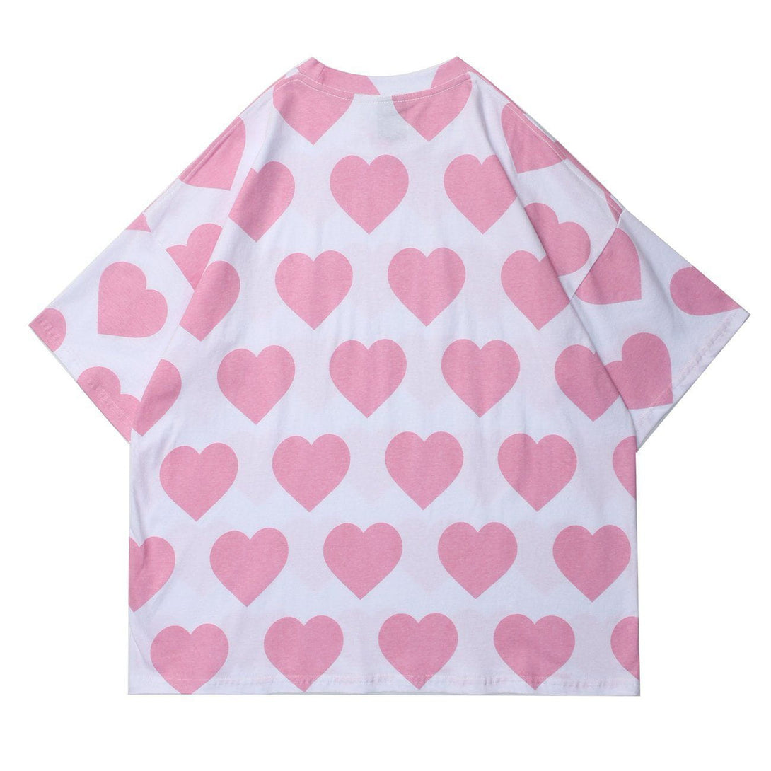 Levefly - Peach Heart Print Cotton Tee - Streetwear Fashion - levefly.com