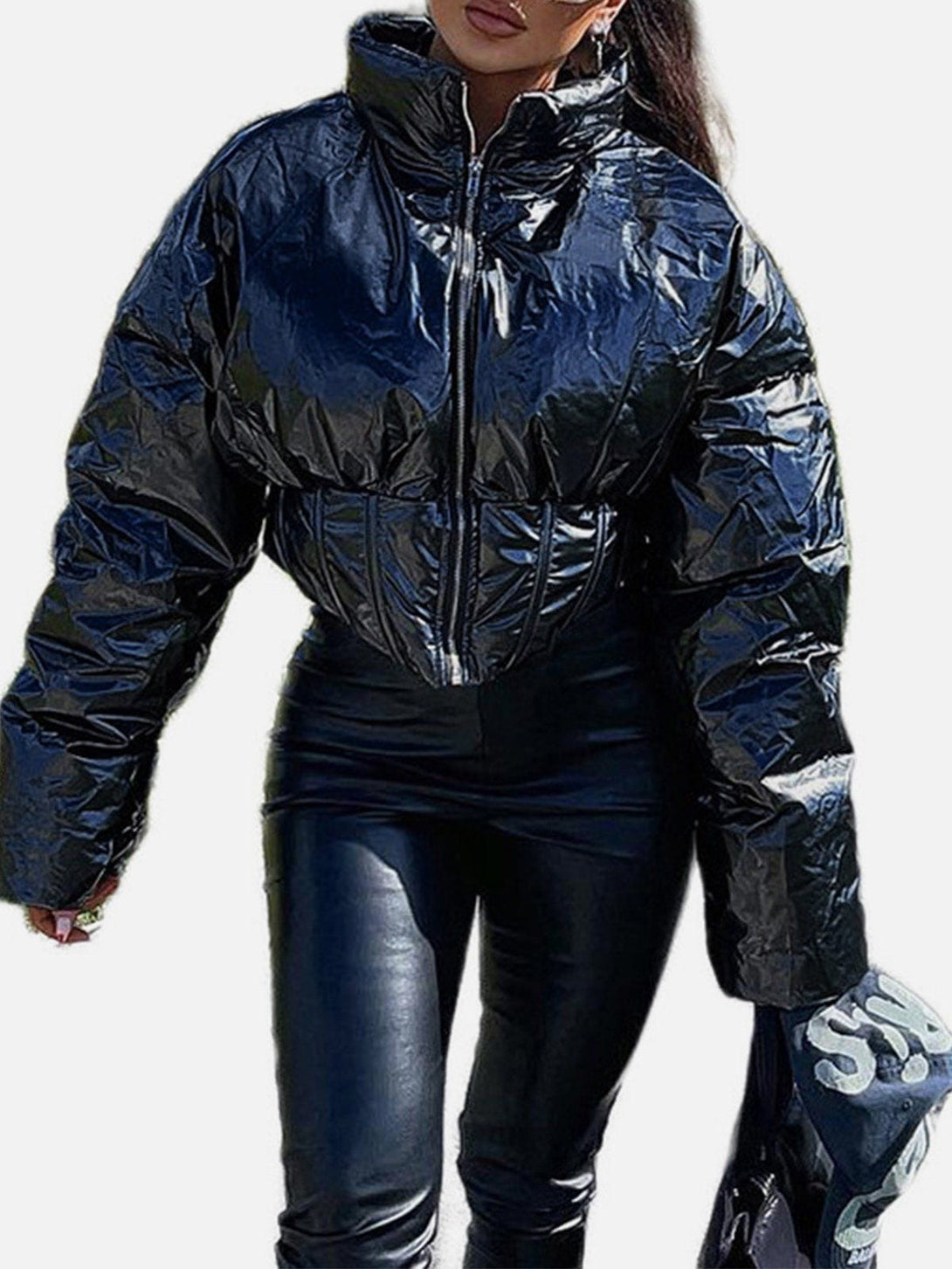 Levefly - Solid Color Gloss Water Resistant Short Winter Coat - Streetwear Fashion - levefly.com