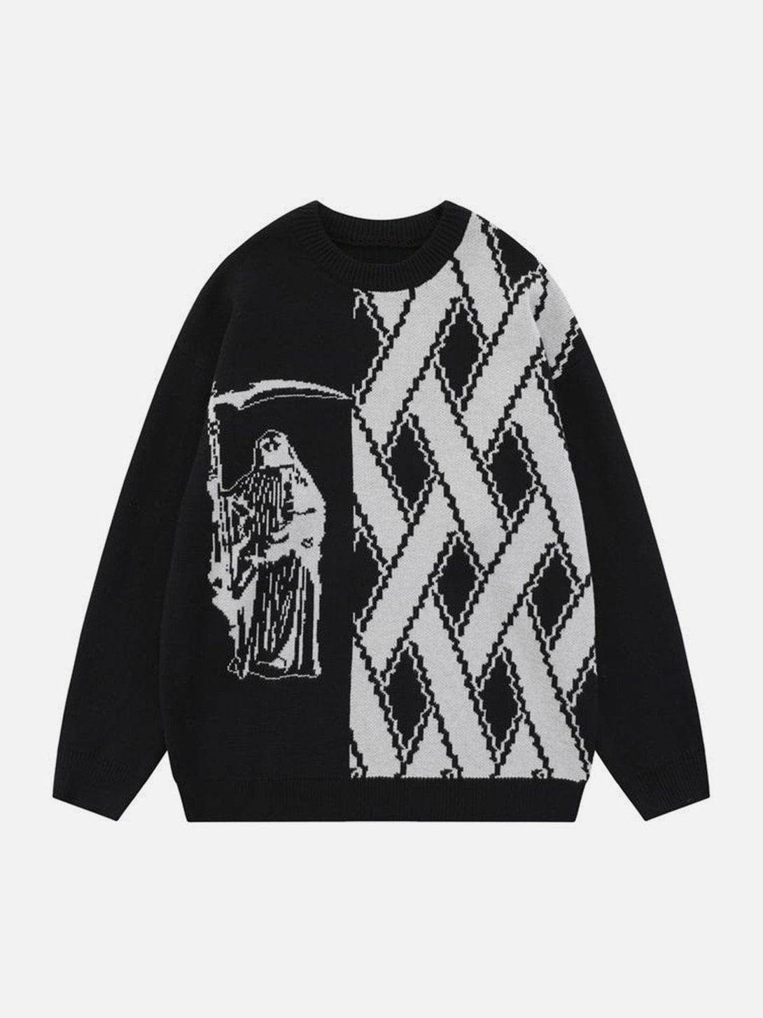 Levefly - Stripe Patchwork Jacquard Sweater - Streetwear Fashion - levefly.com