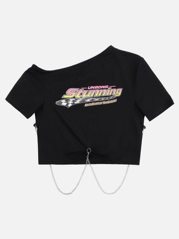 Levefly - "Stunning" Chain Crop Tee - Streetwear Fashion - levefly.com