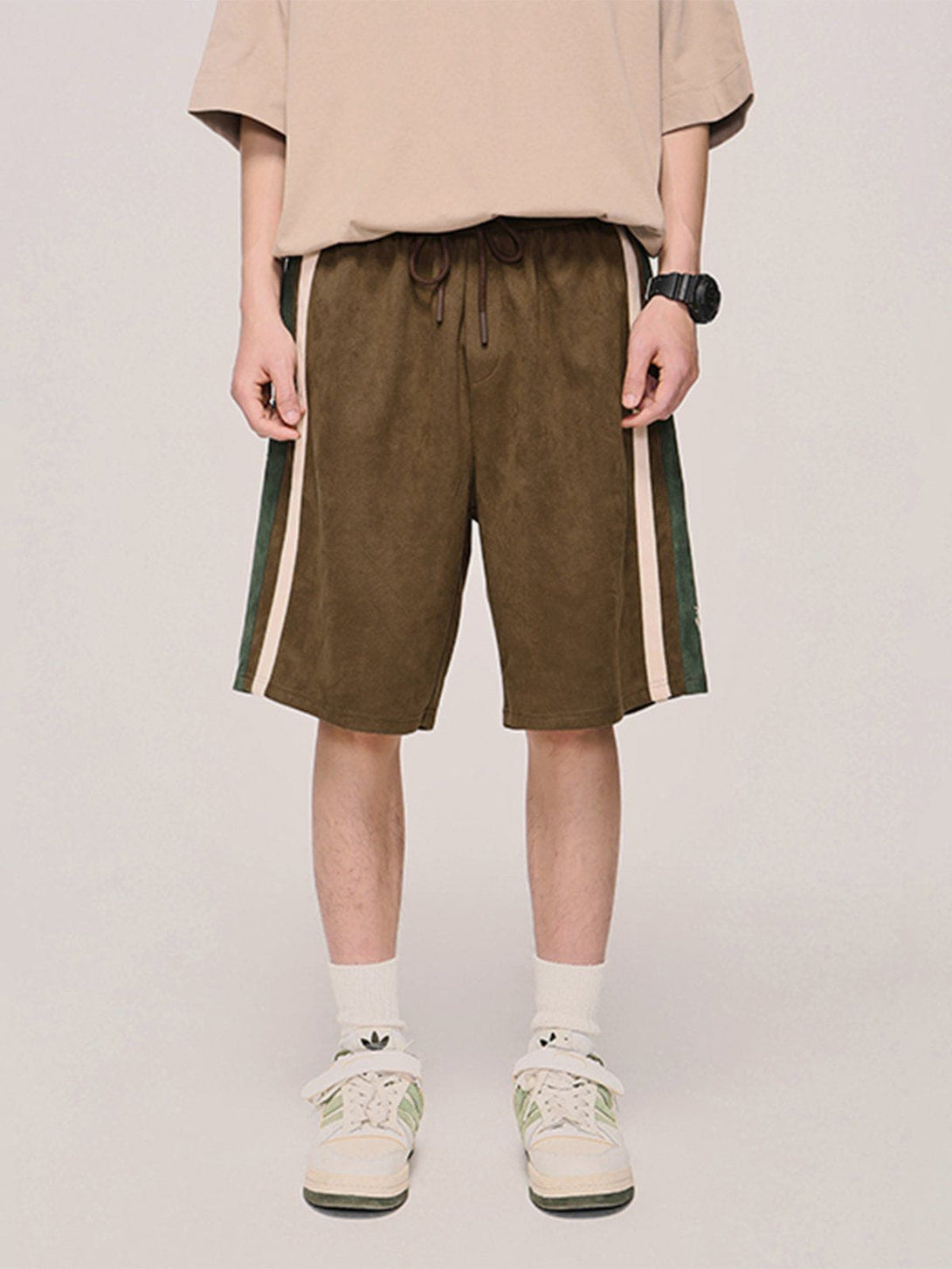 Levefly - Suede Side Stripes Shorts - Streetwear Fashion - levefly.com