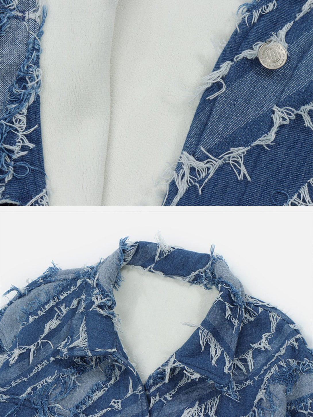Levefly - Vintage Raw Edge Thickening Denim Jacket - Streetwear Fashion - levefly.com