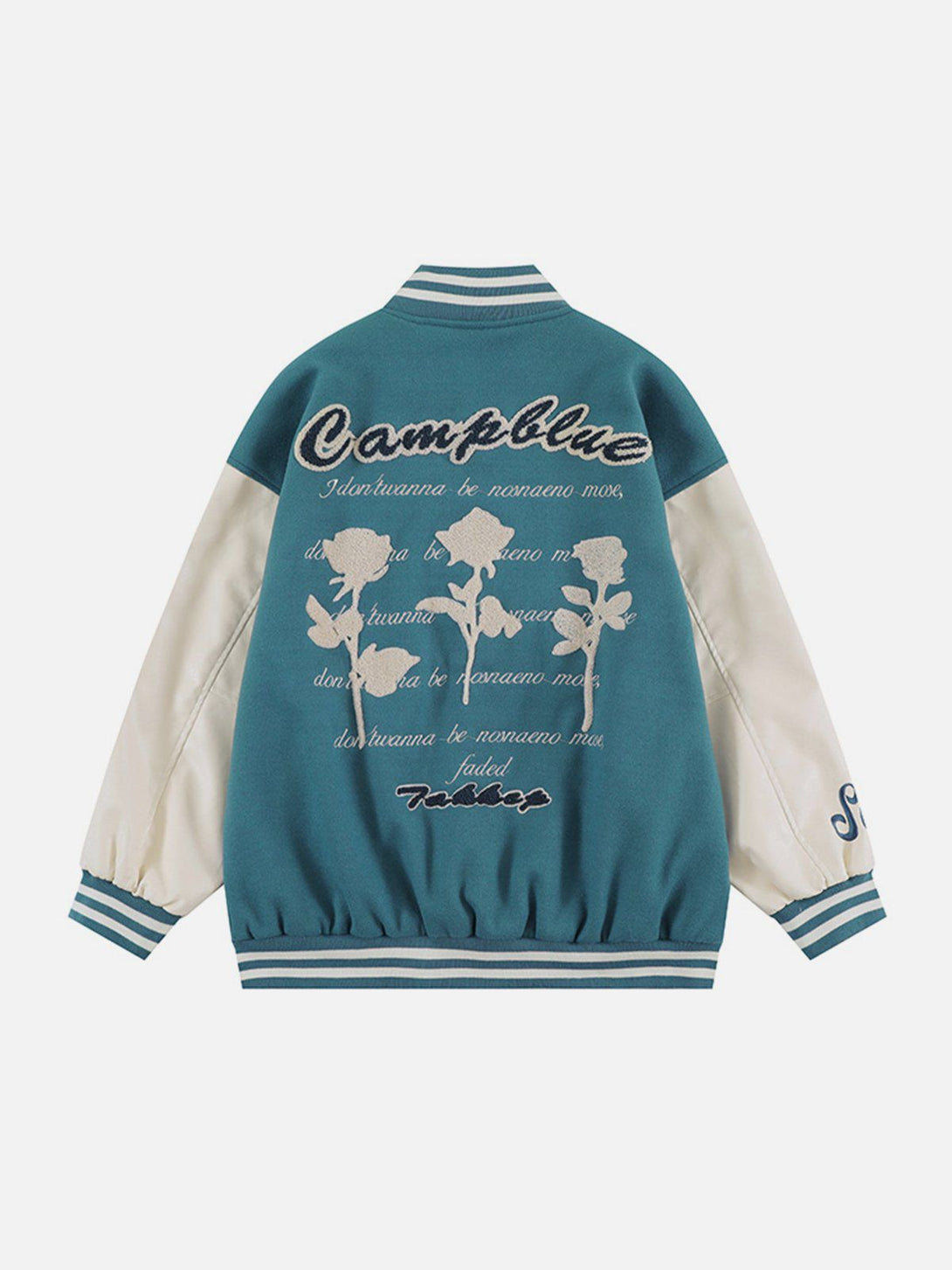 Levefly - Vintage Rose Flocked Varsity Jacket - Streetwear Fashion - levefly.com