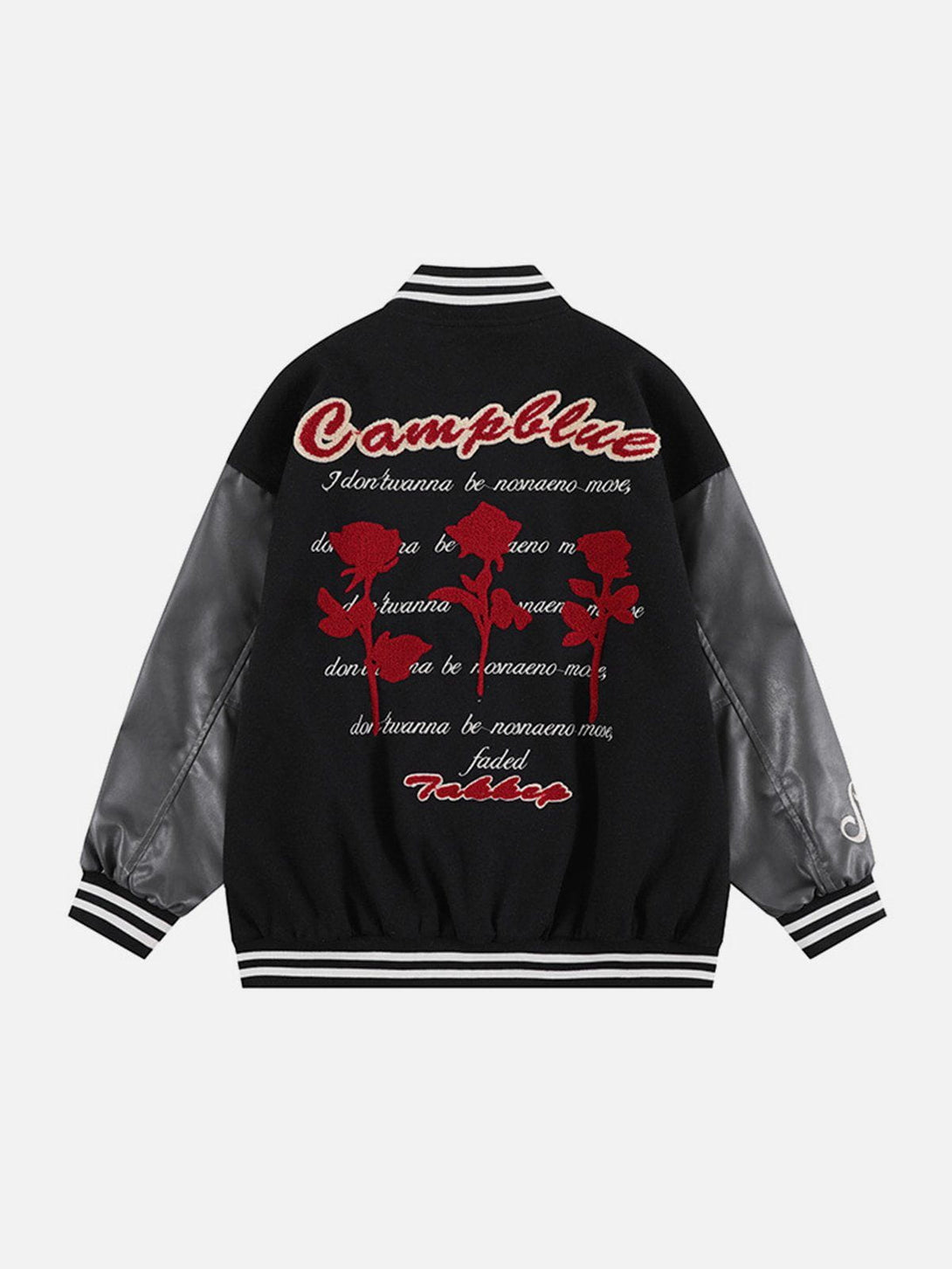 Levefly - Vintage Rose Flocked Varsity Jacket - Streetwear Fashion - levefly.com