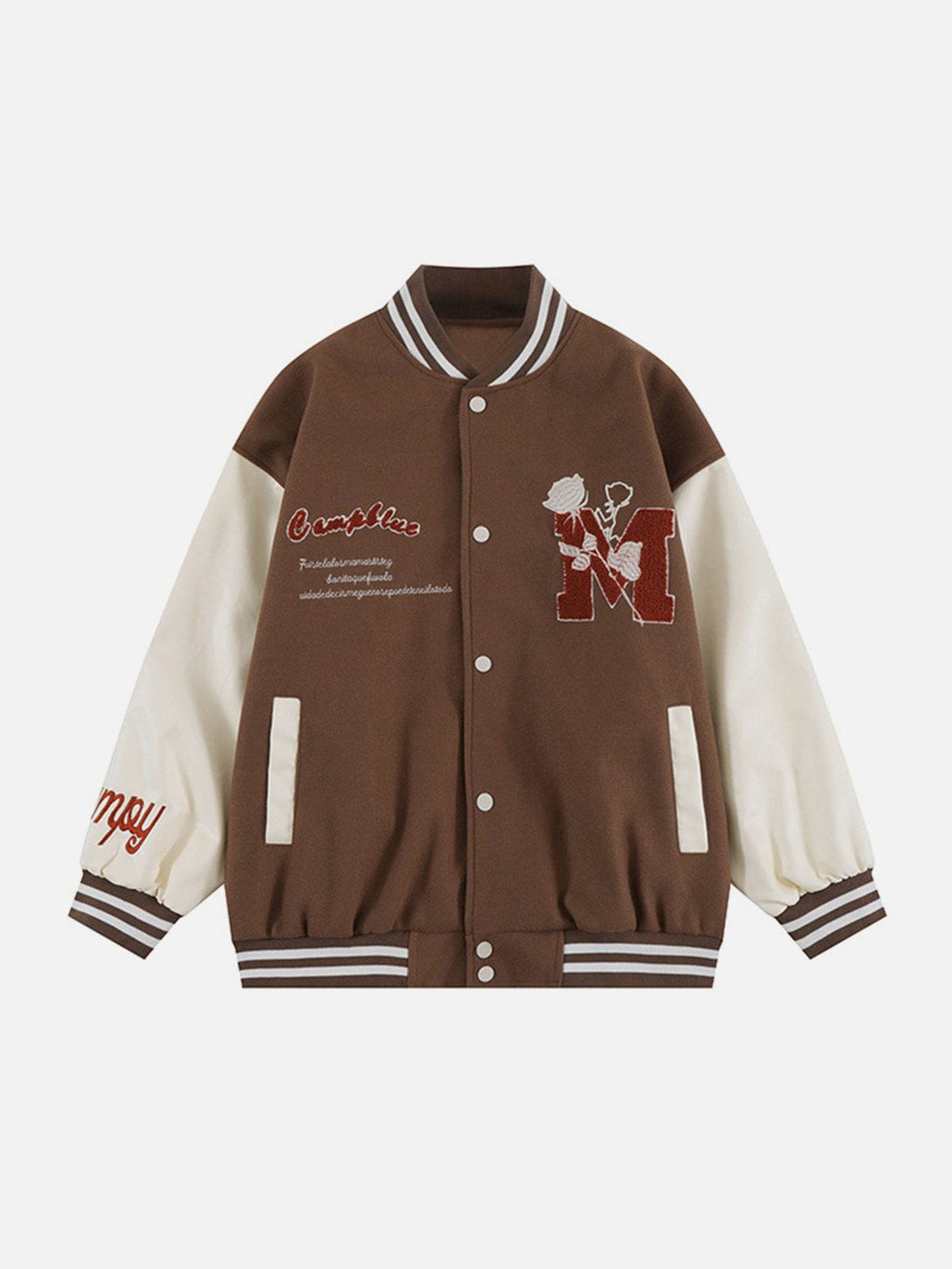 Levefly - Vintage Rose Flocked Varsity Jacket - Streetwear Fashion - levefly.com