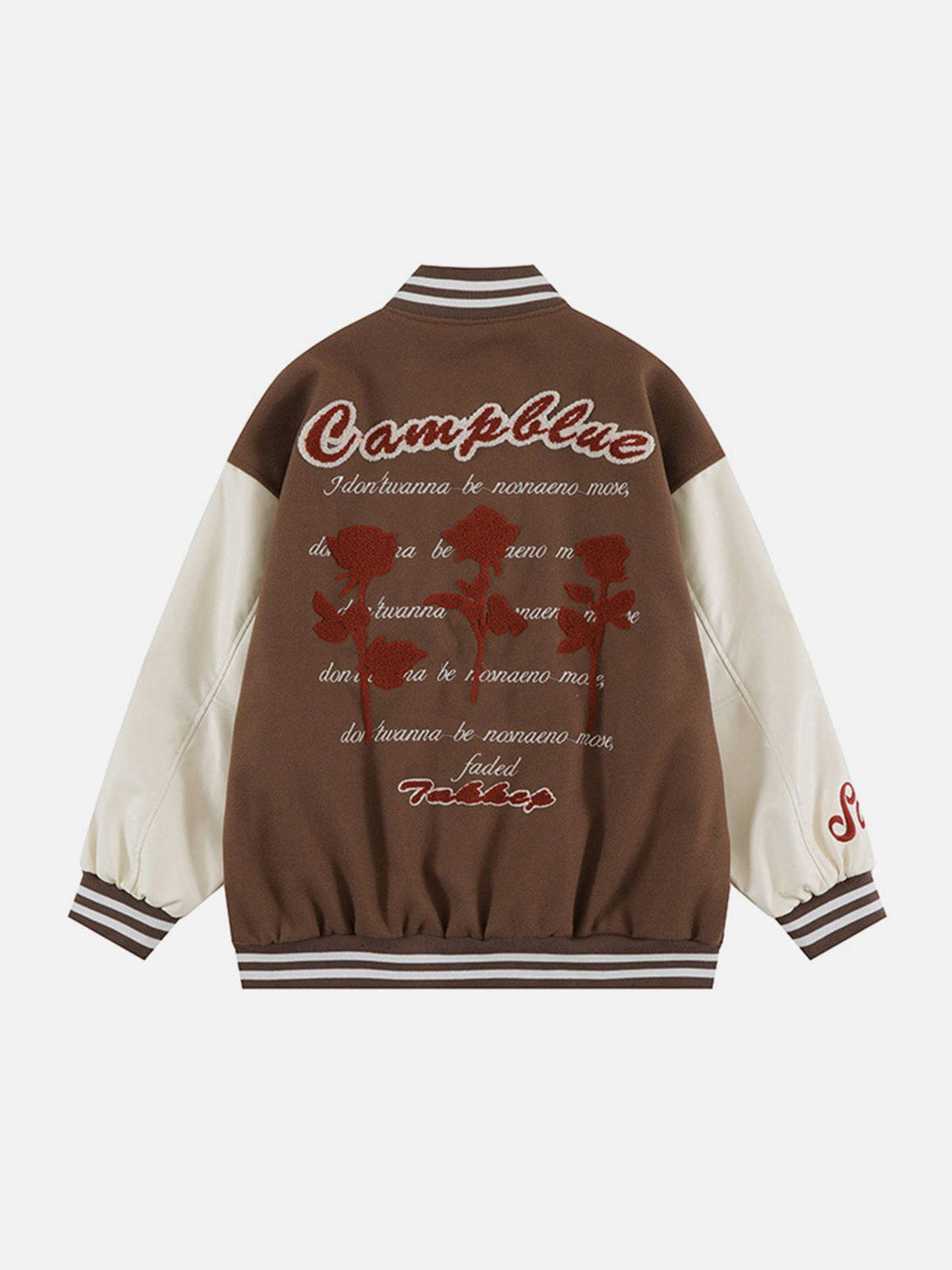 Levefly - Vintage Rose Flocked Varsity Jacket - Streetwear Fashion - levefly.com