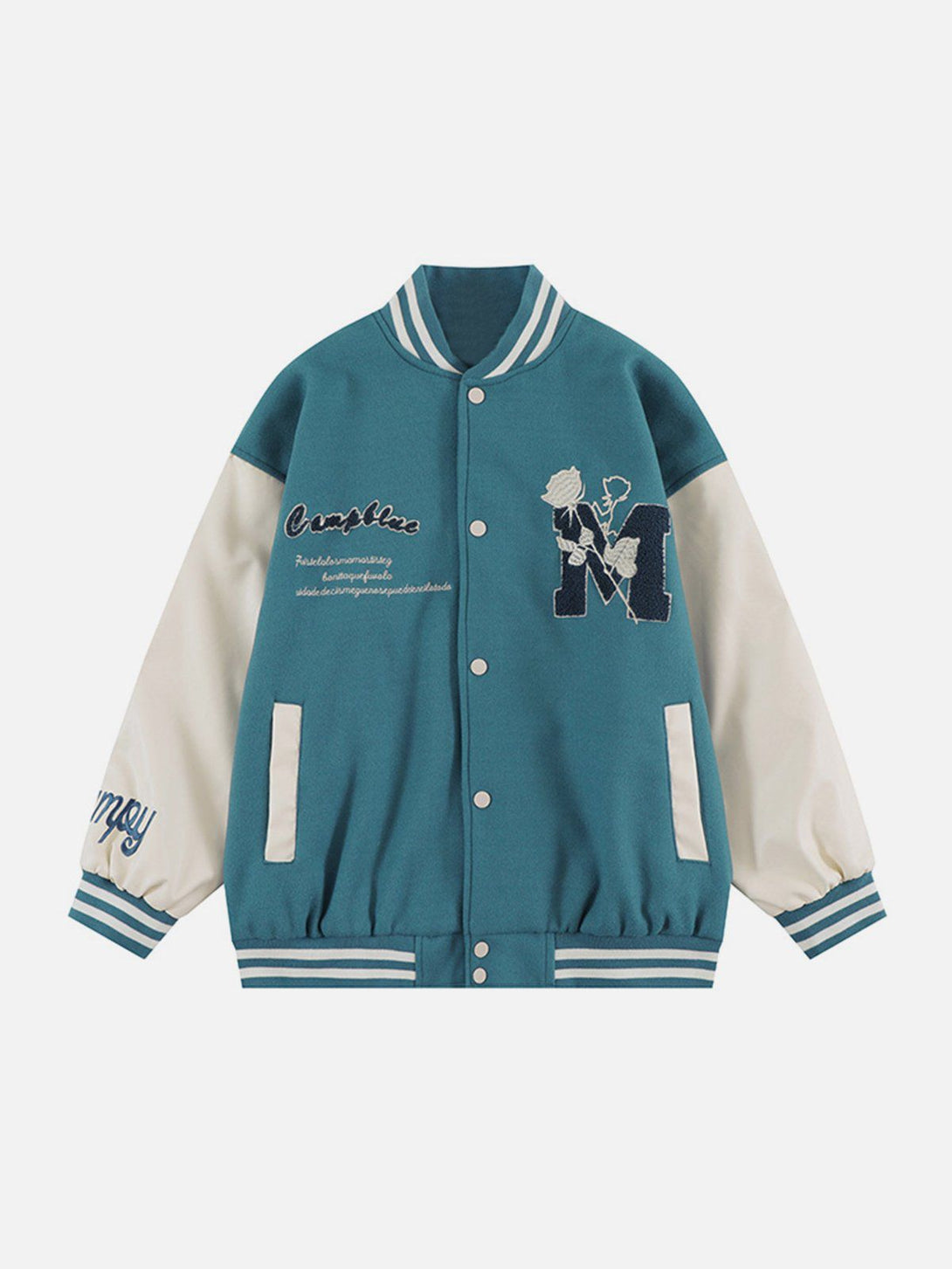 Levefly - Vintage Rose Flocked Varsity Jacket - Streetwear Fashion - levefly.com