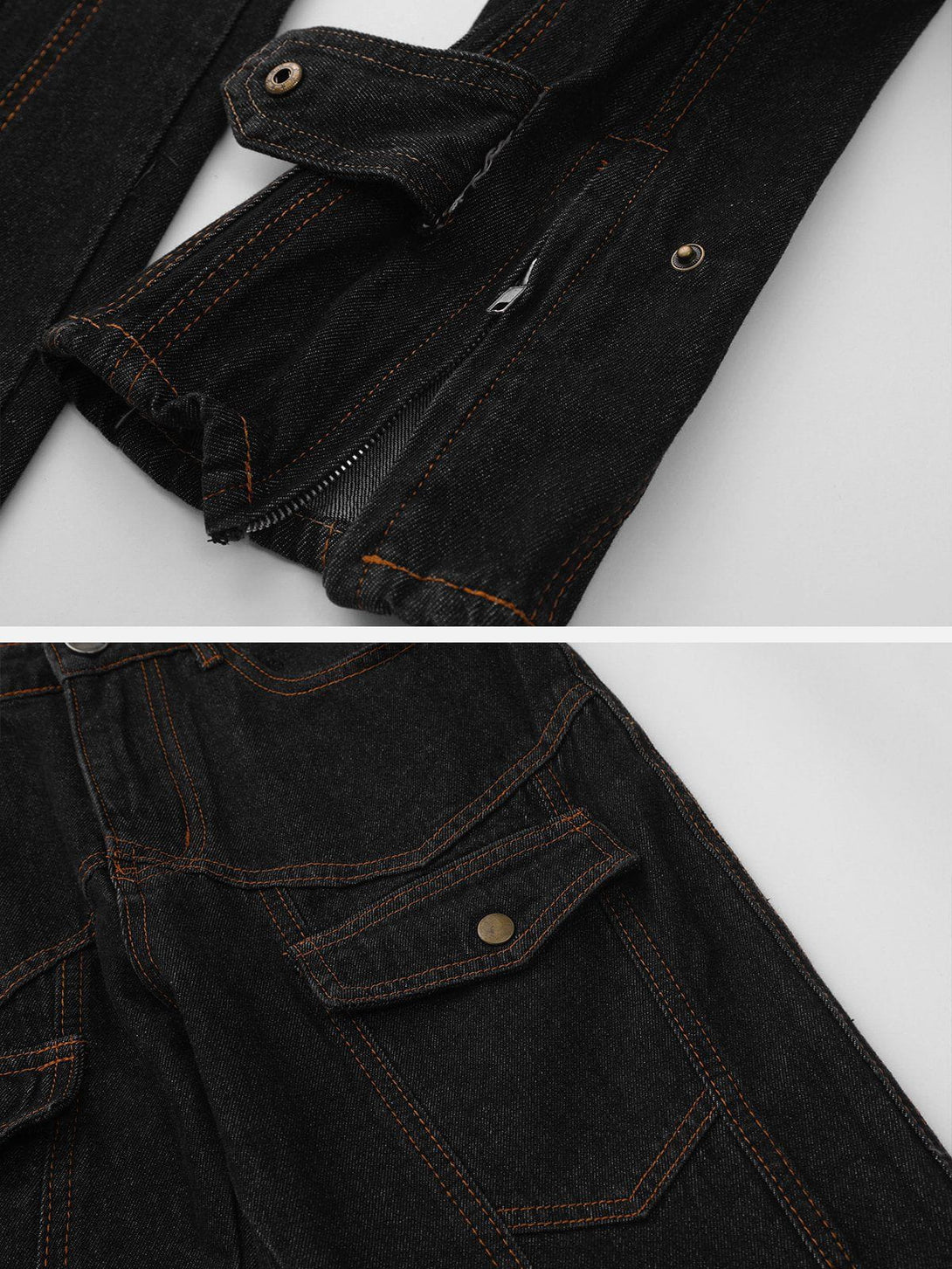 Levefly - Vintage Washed Pocket Jeans - Streetwear Fashion - levefly.com