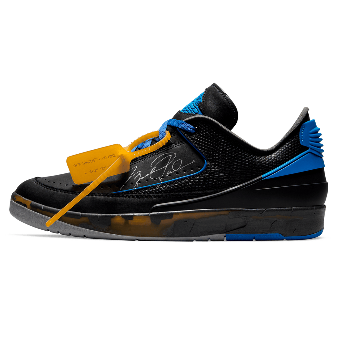 Off-White x Air Jordan 2 Retro Low SP 'Black Varsity Royal'- Streetwear Fashion 950 - levefly.com