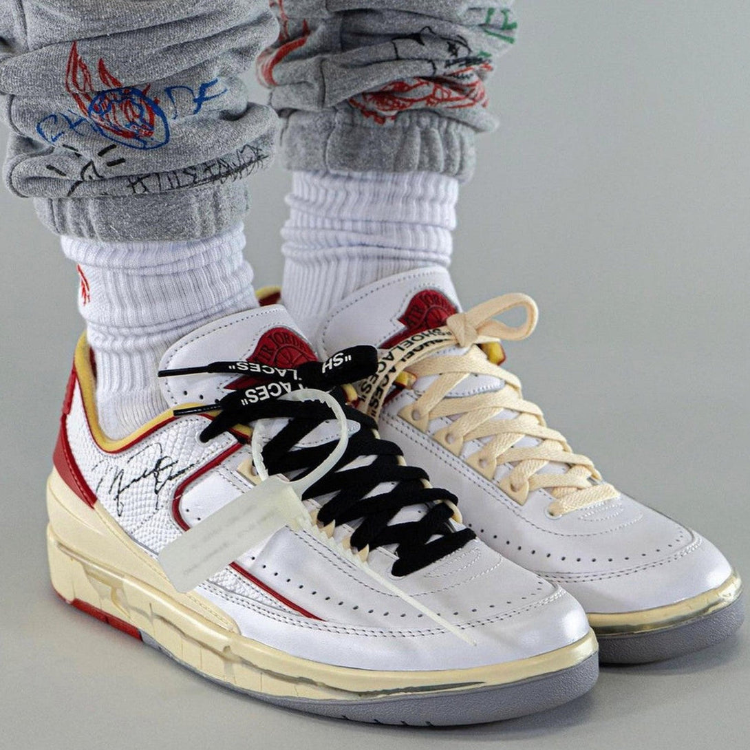 Off-White x Air Jordan 2 Retro Low SP 'White Varsity Red'- Streetwear Fashion 950 - levefly.com