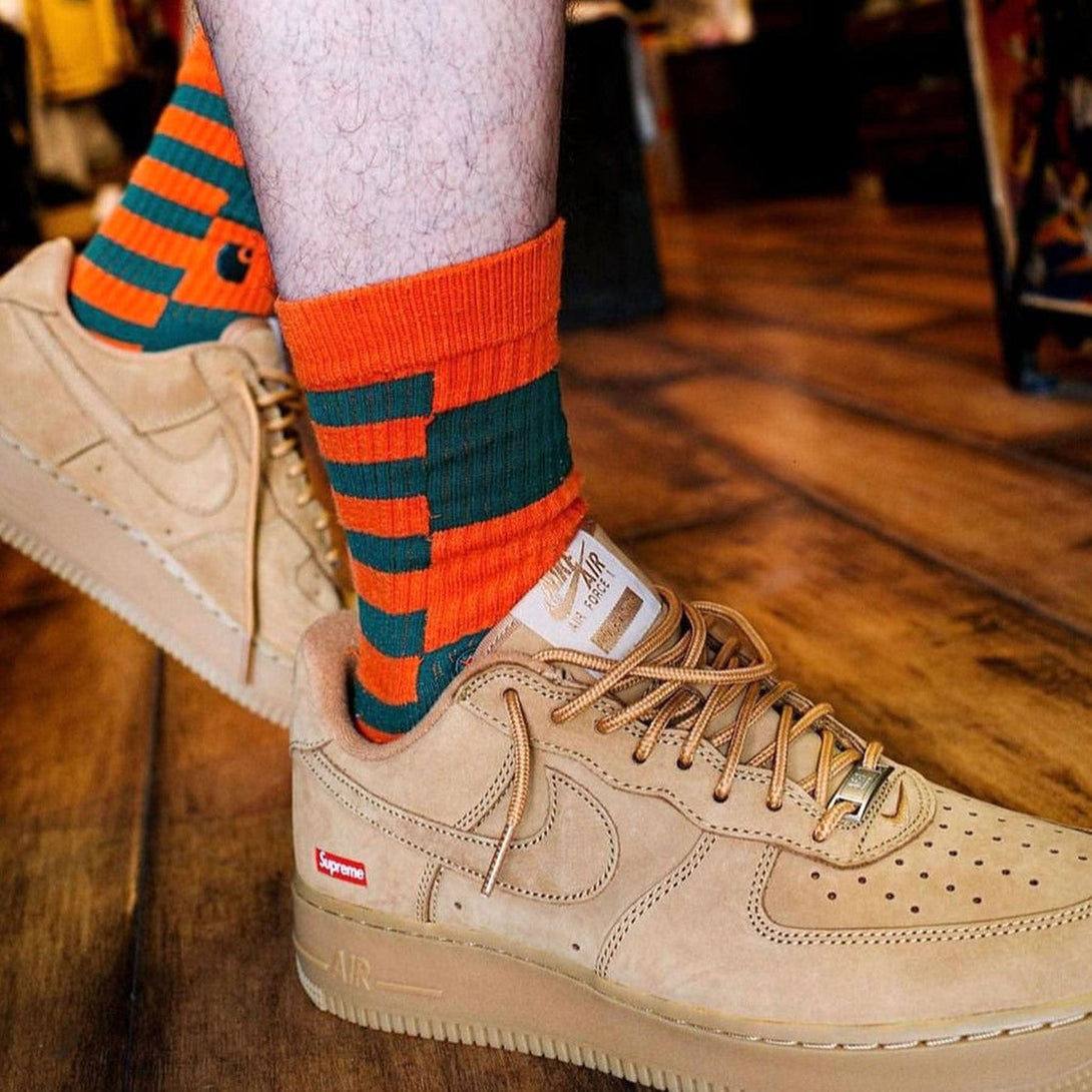 Supreme x Nike Air Force 1 Low SP 'Flax'- Streetwear Fashion 950 - levefly.com