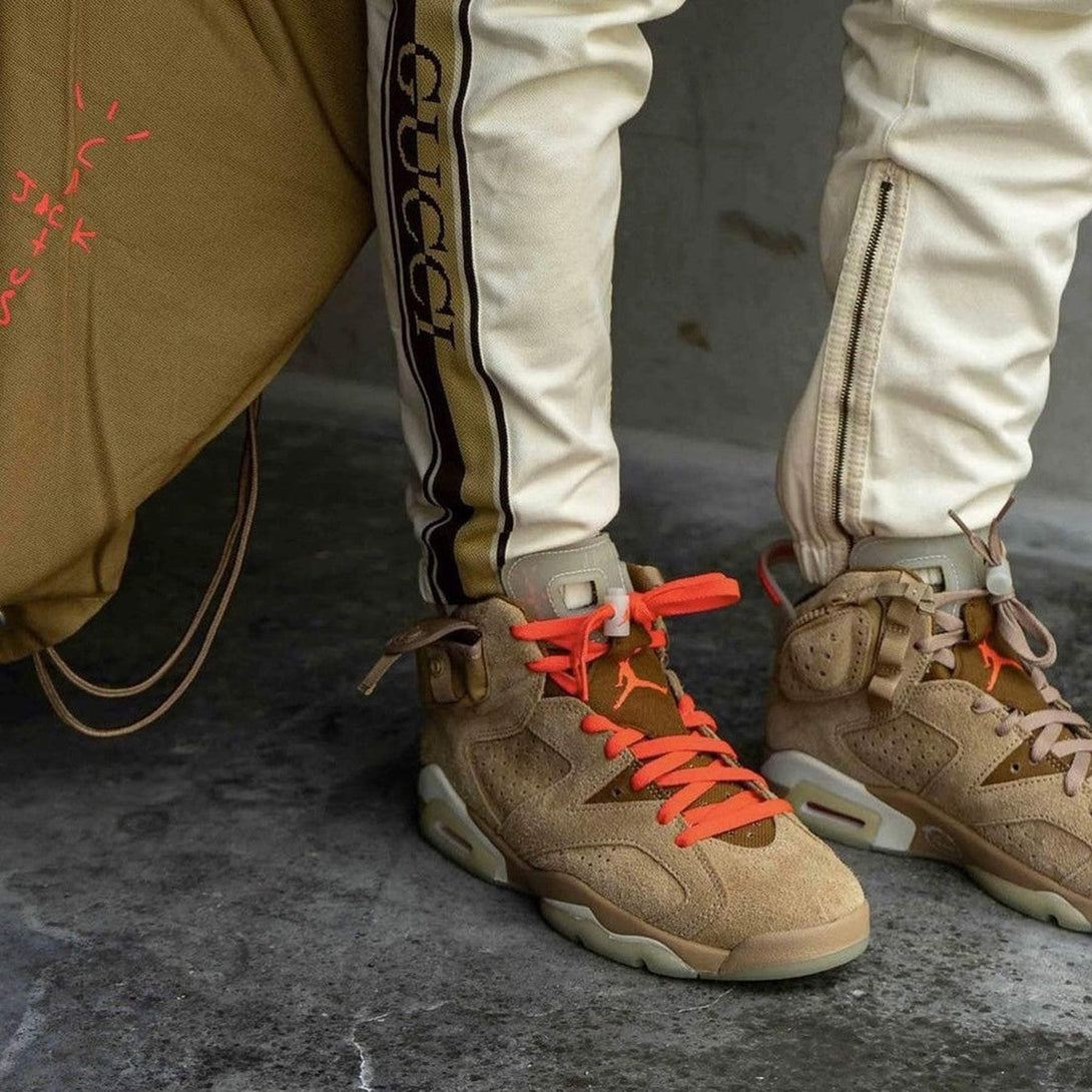 Travis Scott x Air Jordan 6 Retro 'British Khaki'- Streetwear Fashion 950 - levefly.com