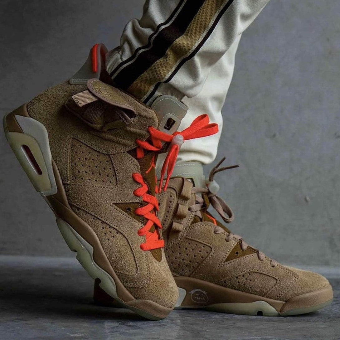 Travis Scott x Air Jordan 6 Retro 'British Khaki'- Streetwear Fashion 950 - levefly.com